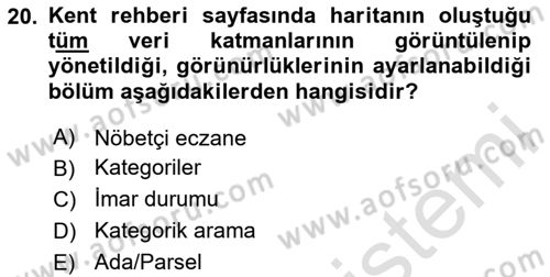 Yerel Yönetimlerde CBS Uygulamaları Dersi 2024 - 2025 Yılı (Final) Dönem Sonu Sınav Soruları 20. Soru