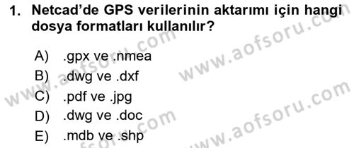 Yerel Yönetimlerde CBS Uygulamaları Dersi 2024 - 2025 Yılı Yaz Okulu Sınav Soruları 1. Soru