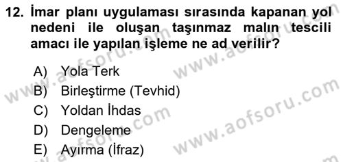 Yerel Yönetimlerde CBS Uygulamaları Dersi 2024 - 2025 Yılı Yaz Okulu Sınav Soruları 12. Soru