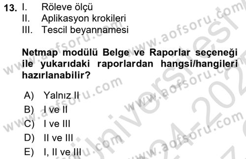 Yerel Yönetimlerde CBS Uygulamaları Dersi 2024 - 2025 Yılı Yaz Okulu Sınav Soruları 13. Soru
