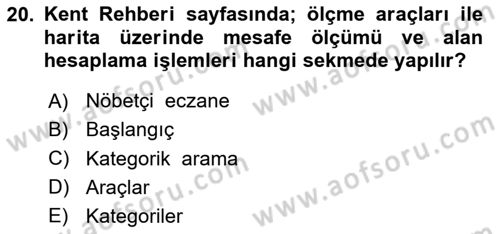 Yerel Yönetimlerde CBS Uygulamaları Dersi 2024 - 2025 Yılı Yaz Okulu Sınav Soruları 20. Soru