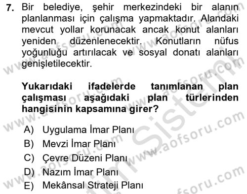 Yerel Yönetimlerde CBS Uygulamaları Dersi 2024 - 2025 Yılı Yaz Okulu Sınav Soruları 7. Soru
