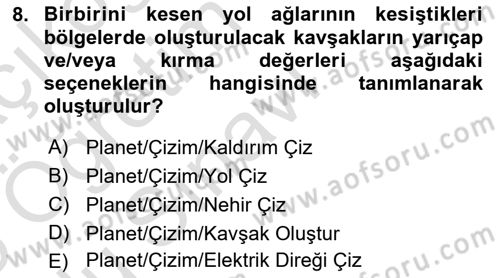 Yerel Yönetimlerde CBS Uygulamaları Dersi 2024 - 2025 Yılı Yaz Okulu Sınav Soruları 8. Soru