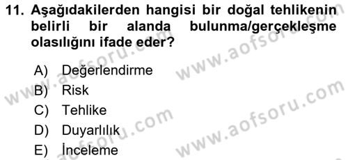 Yerel Yönetimlerde CBS Uygulamaları Dersi 2025 - 2026 Yılı (Vize) Ara Sınav Soruları 11. Soru