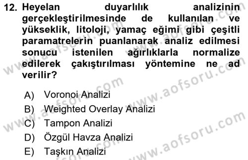 Yerel Yönetimlerde CBS Uygulamaları Dersi 2025 - 2026 Yılı (Vize) Ara Sınav Soruları 12. Soru