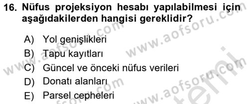 Yerel Yönetimlerde CBS Uygulamaları Dersi 2025 - 2026 Yılı (Vize) Ara Sınav Soruları 16. Soru