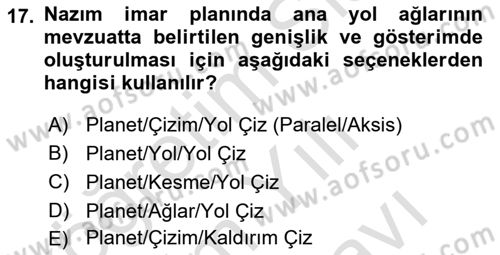 Yerel Yönetimlerde CBS Uygulamaları Dersi 2025 - 2026 Yılı (Vize) Ara Sınav Soruları 17. Soru