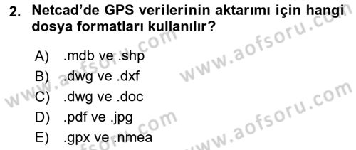 Yerel Yönetimlerde CBS Uygulamaları Dersi 2025 - 2026 Yılı (Vize) Ara Sınav Soruları 2. Soru