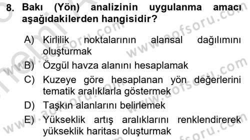 Yerel Yönetimlerde CBS Uygulamaları Dersi 2025 - 2026 Yılı (Vize) Ara Sınav Soruları 8. Soru