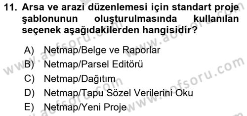 Yerel Yönetimlerde CBS Uygulamaları Dersi 2025 - 2026 Yılı (Final) Dönem Sonu Sınav Soruları 11. Soru