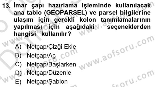 Yerel Yönetimlerde CBS Uygulamaları Dersi 2025 - 2026 Yılı (Final) Dönem Sonu Sınav Soruları 13. Soru
