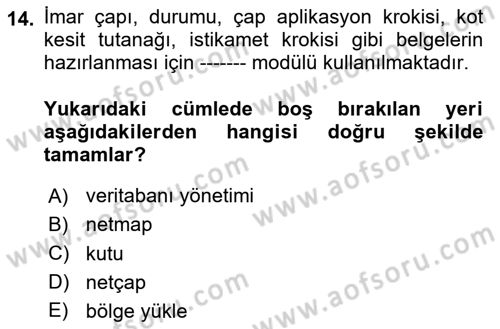 Yerel Yönetimlerde CBS Uygulamaları Dersi 2025 - 2026 Yılı (Final) Dönem Sonu Sınav Soruları 14. Soru