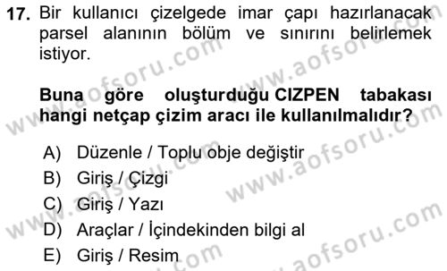 Yerel Yönetimlerde CBS Uygulamaları Dersi 2025 - 2026 Yılı Yaz Okulu Sınav Soruları 17. Soru