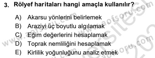 Yerel Yönetimlerde CBS Uygulamaları Dersi 2025 - 2026 Yılı Yaz Okulu Sınav Soruları 3. Soru