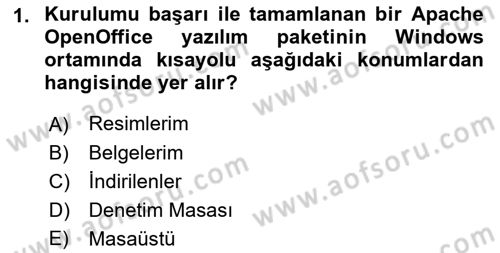 Ofis Uygulamaları 1 Dersi 2018 - 2019 Yılı (Vize) Ara Sınav Soruları 1. Soru