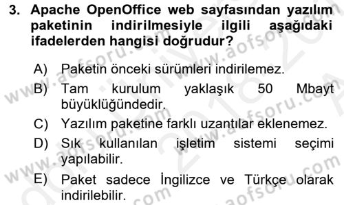Ofis Uygulamaları 1 Dersi 2018 - 2019 Yılı (Vize) Ara Sınav Soruları 3. Soru