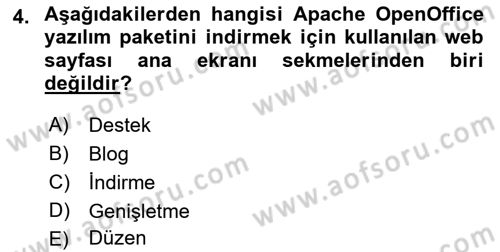 Ofis Uygulamaları 1 Dersi 2018 - 2019 Yılı (Vize) Ara Sınav Soruları 4. Soru