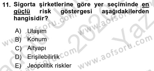 Coğrafi Bilgi Sistemlerinin Kullanım Alanları 2 Dersi 2020 - 2021 Yılı Yaz Okulu Sınav Soruları 11. Soru