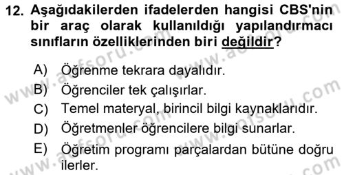 Coğrafi Bilgi Sistemlerinin Kullanım Alanları 2 Dersi 2020 - 2021 Yılı Yaz Okulu Sınav Soruları 12. Soru