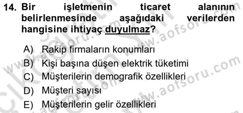 Coğrafi Bilgi Sistemlerinin Kullanım Alanları 2 Dersi 2020 - 2021 Yılı Yaz Okulu Sınav Soruları 14. Soru