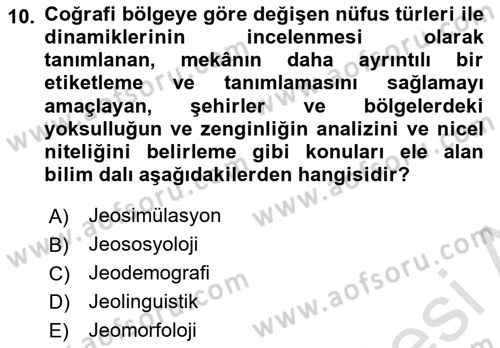Coğrafi Bilgi Sistemlerinin Kullanım Alanları 2 Dersi 2021 - 2022 Yılı (Vize) Ara Sınav Soruları 10. Soru