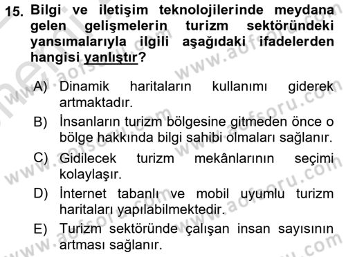 Coğrafi Bilgi Sistemlerinin Kullanım Alanları 2 Dersi 2021 - 2022 Yılı (Vize) Ara Sınav Soruları 15. Soru