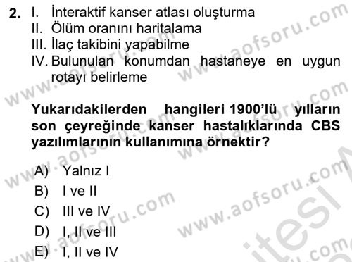 Coğrafi Bilgi Sistemlerinin Kullanım Alanları 2 Dersi 2021 - 2022 Yılı (Vize) Ara Sınav Soruları 2. Soru