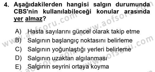 Coğrafi Bilgi Sistemlerinin Kullanım Alanları 2 Dersi 2021 - 2022 Yılı (Vize) Ara Sınav Soruları 4. Soru