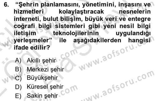 Coğrafi Bilgi Sistemlerinin Kullanım Alanları 2 Dersi 2021 - 2022 Yılı (Vize) Ara Sınav Soruları 6. Soru