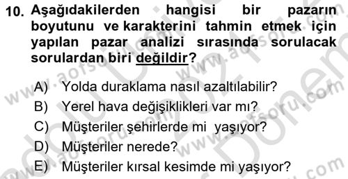Coğrafi Bilgi Sistemlerinin Kullanım Alanları 2 Dersi 2021 - 2022 Yılı (Final) Dönem Sonu Sınav Soruları 10. Soru
