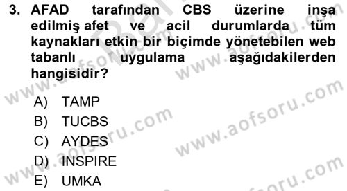Coğrafi Bilgi Sistemlerinin Kullanım Alanları 2 Dersi 2021 - 2022 Yılı (Final) Dönem Sonu Sınav Soruları 3. Soru
