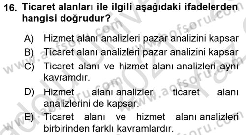 Coğrafi Bilgi Sistemlerinin Kullanım Alanları 2 Dersi 2021 - 2022 Yılı Yaz Okulu Sınav Soruları 16. Soru