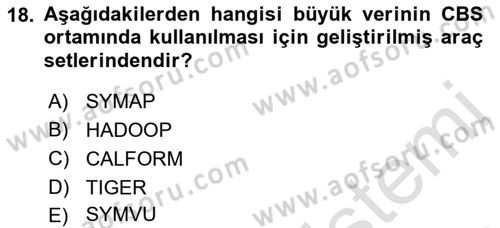 Coğrafi Bilgi Sistemlerinin Kullanım Alanları 2 Dersi 2021 - 2022 Yılı Yaz Okulu Sınav Soruları 18. Soru