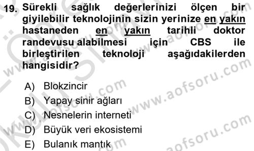 Coğrafi Bilgi Sistemlerinin Kullanım Alanları 2 Dersi 2021 - 2022 Yılı Yaz Okulu Sınav Soruları 19. Soru