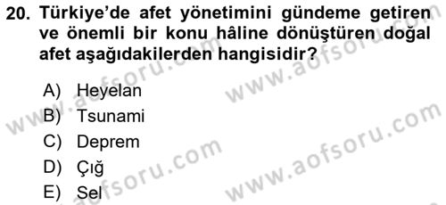 Coğrafi Bilgi Sistemlerinin Kullanım Alanları 2 Dersi 2021 - 2022 Yılı Yaz Okulu Sınav Soruları 20. Soru