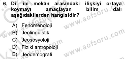 Coğrafi Bilgi Sistemlerinin Kullanım Alanları 2 Dersi 2021 - 2022 Yılı Yaz Okulu Sınav Soruları 6. Soru