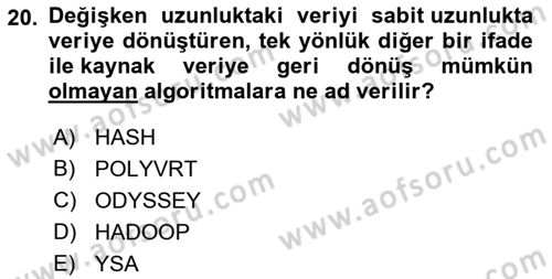 Coğrafi Bilgi Sistemlerinin Kullanım Alanları 2 Dersi 2022 - 2023 Yılı Yaz Okulu Sınav Soruları 20. Soru