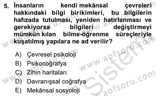 Coğrafi Bilgi Sistemlerinin Kullanım Alanları 2 Dersi 2022 - 2023 Yılı Yaz Okulu Sınav Soruları 5. Soru