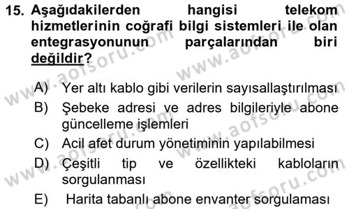 Coğrafi Bilgi Sistemlerinin Kullanım Alanları 2 Dersi 2023 - 2024 Yılı (Vize) Ara Sınav Soruları 15. Soru