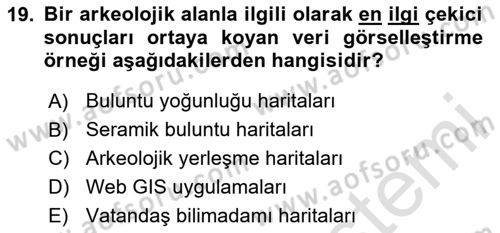 Coğrafi Bilgi Sistemlerinin Kullanım Alanları 2 Dersi 2023 - 2024 Yılı (Vize) Ara Sınav Soruları 19. Soru