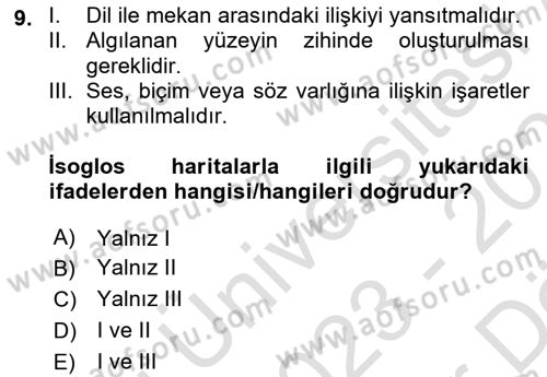 Coğrafi Bilgi Sistemlerinin Kullanım Alanları 2 Dersi 2023 - 2024 Yılı (Vize) Ara Sınav Soruları 9. Soru