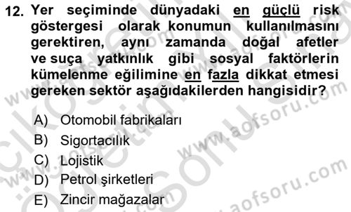 Coğrafi Bilgi Sistemlerinin Kullanım Alanları 2 Dersi 2023 - 2024 Yılı (Final) Dönem Sonu Sınav Soruları 12. Soru