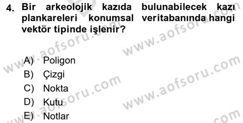 Coğrafi Bilgi Sistemlerinin Kullanım Alanları 2 Dersi 2023 - 2024 Yılı (Final) Dönem Sonu Sınav Soruları 4. Soru
