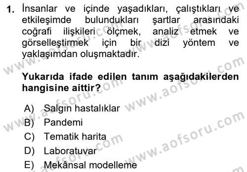 Coğrafi Bilgi Sistemlerinin Kullanım Alanları 2 Dersi 2023 - 2024 Yılı Yaz Okulu Sınav Soruları 1. Soru