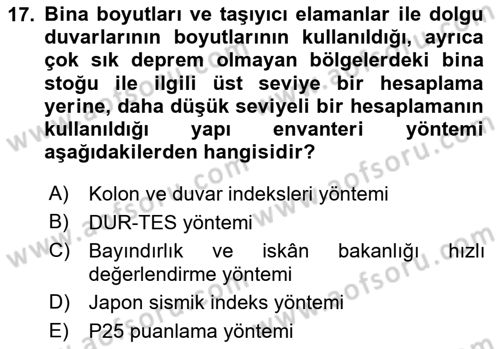 Coğrafi Bilgi Sistemlerinin Kullanım Alanları 2 Dersi 2023 - 2024 Yılı Yaz Okulu Sınav Soruları 17. Soru
