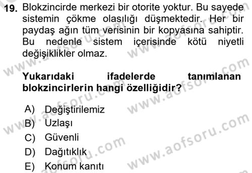 Coğrafi Bilgi Sistemlerinin Kullanım Alanları 2 Dersi 2023 - 2024 Yılı Yaz Okulu Sınav Soruları 19. Soru
