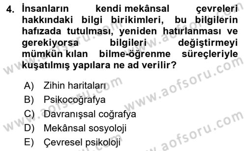 Coğrafi Bilgi Sistemlerinin Kullanım Alanları 2 Dersi 2023 - 2024 Yılı Yaz Okulu Sınav Soruları 4. Soru