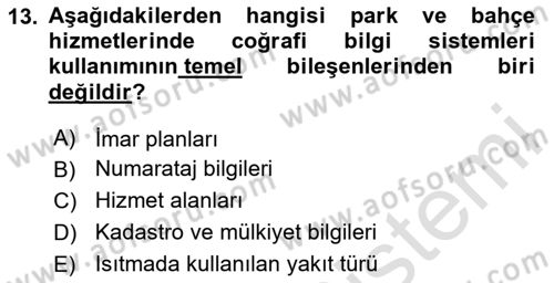 Coğrafi Bilgi Sistemlerinin Kullanım Alanları 2 Dersi 2024 - 2025 Yılı (Vize) Ara Sınav Soruları 13. Soru
