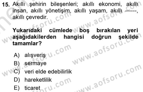 Coğrafi Bilgi Sistemlerinin Kullanım Alanları 2 Dersi 2024 - 2025 Yılı (Vize) Ara Sınav Soruları 15. Soru