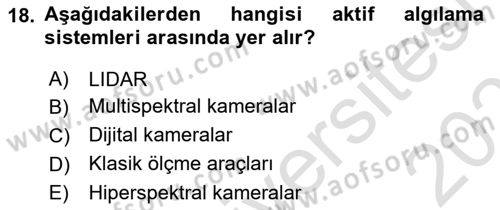 Coğrafi Bilgi Sistemlerinin Kullanım Alanları 2 Dersi 2024 - 2025 Yılı (Vize) Ara Sınav Soruları 18. Soru